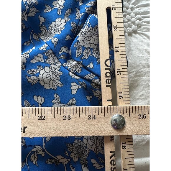 Max Studio Dark Blue Floral Flutter Sleeve Womens 1XL Blouse Fairy Summer - Picture 6 of 8